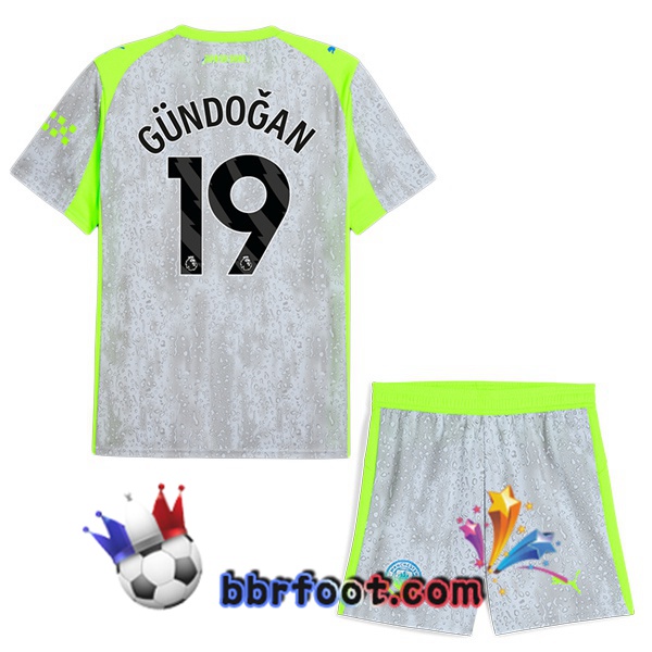 Maillot Foot Manchester City (Ilkay Gündoğan 19) Enfant Third Gris Vert 2025/2026 Maillot Foot Manchester City (Ilkay Gündoğan 19) Enfant Third Gris Vert 2025/2026