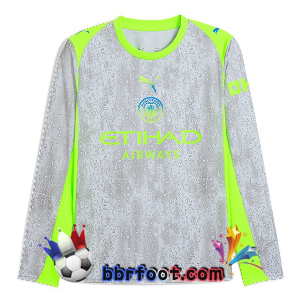 Maillot Foot Manchester City Third Manche longue Gris Vert 2025/2026