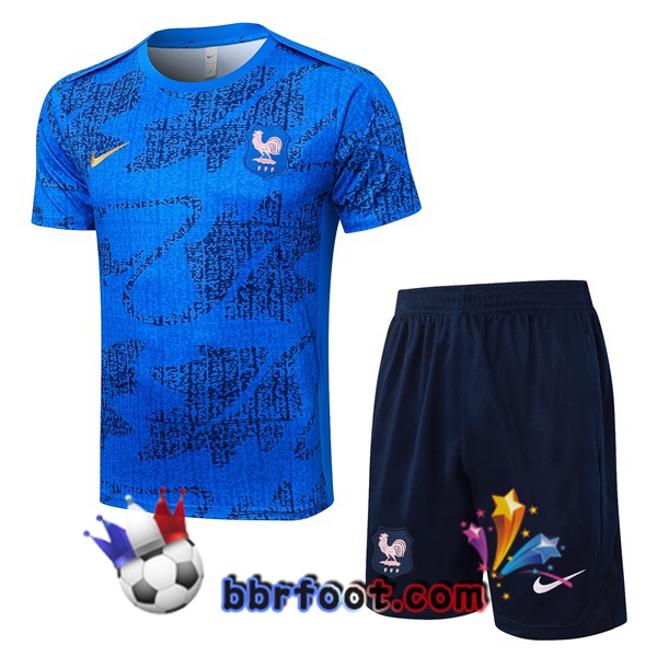 Ensemble Training T-Shirts France + Shorts Bleu 2025/2026
