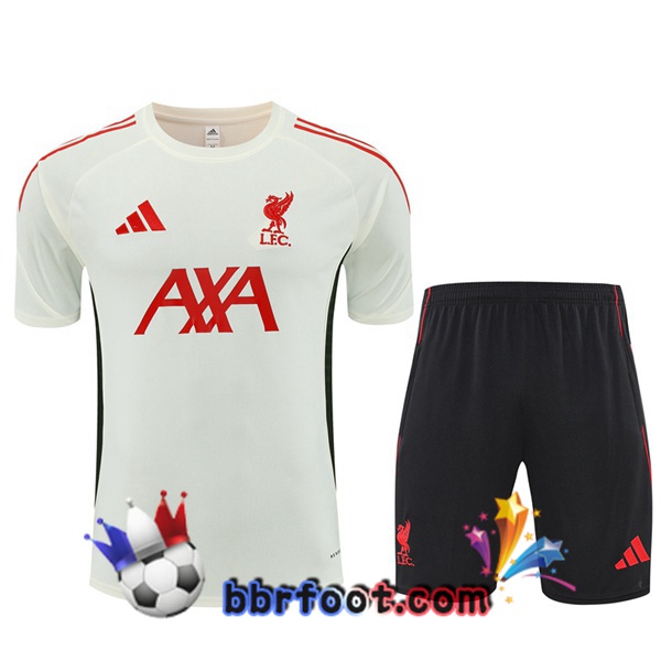 Ensemble Training T-Shirts FC Liverpool + Shorts Blanc 2025/2026