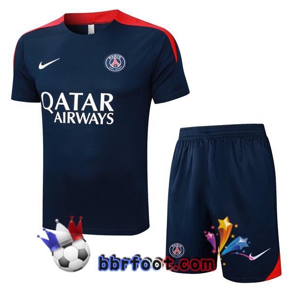 Ensemble Training T-Shirts Paris PSG + Shorts Bleu Royal 2025/2026