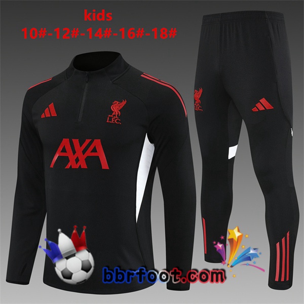 Survetement Foot FC Liverpool Enfant Noir 2025/2026 Survetement Foot FC Liverpool Enfant Noir 2025/2026