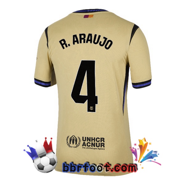 Maillot Foot FC Barcelone (R. ARAUJO 4) Exterieur Jaune 2025/2026