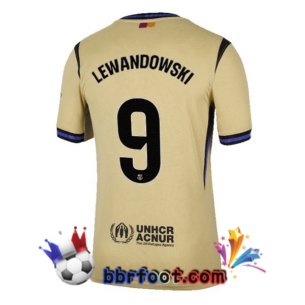 Maillot Foot FC Barcelone (LEWANDOWSKI 9) Exterieur Jaune 2025/2026