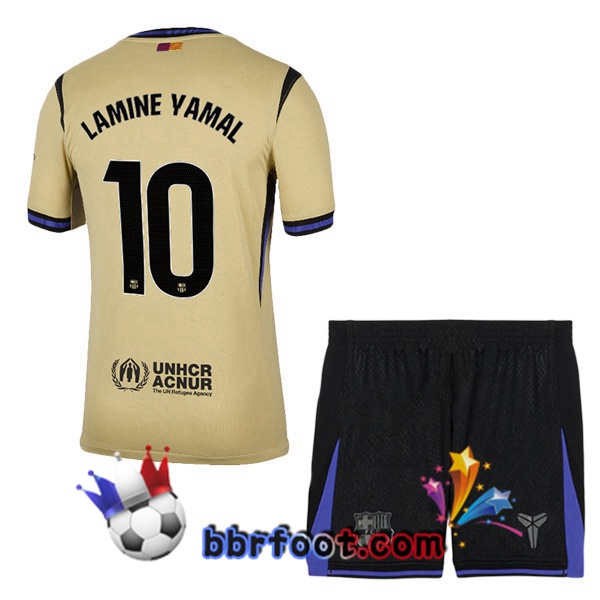 Maillot Foot FC Barcelone (LAMINE YAMAL 10) Enfant Exterieur Jaune 2025/2026