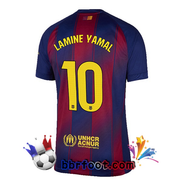 Maillot Foot FC Barcelone (LAMINE YAMAL 10) Domicile Bleu Rouge 2025/2026