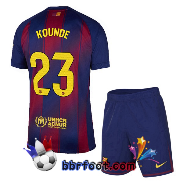 Maillot Foot FC Barcelone (KOUNDE 23) Enfant Domicile Bleu Rouge 2025/2026