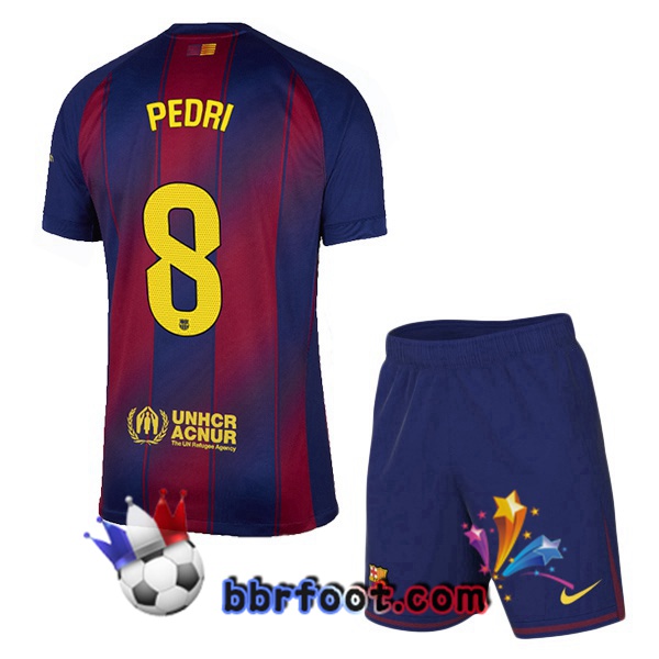Maillot Foot FC Barcelone (PEDRI 8) Enfant Domicile Bleu Rouge 2025/2026