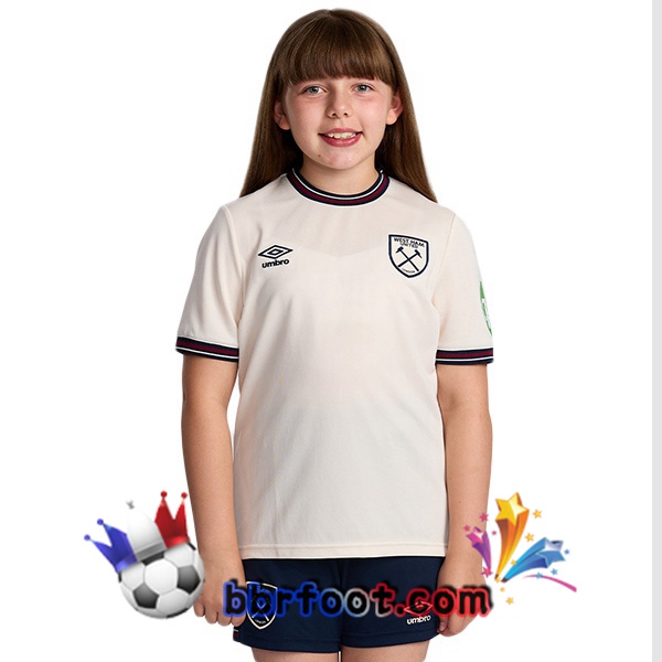 Maillot Foot West Ham United Enfant Exterieur Blanc 2025/2026