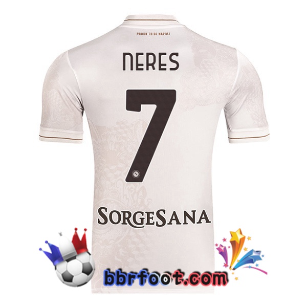 Maillot Foot SSC Naples (David Neres 7) Exterieur Blanc 2025/2026