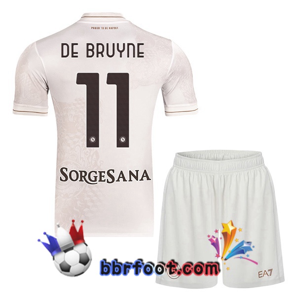 Maillot Foot SSC Naples (Kevin De Bruyne 11) Enfant Exterieur Blanc 2025/2026