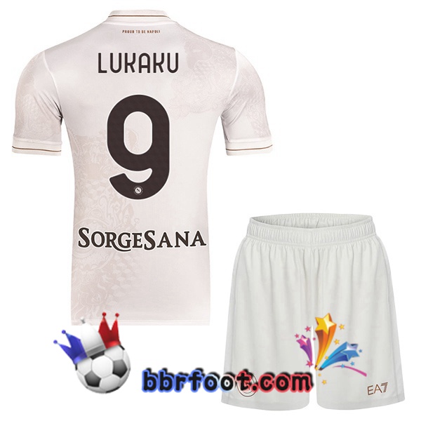 Maillot Foot SSC Naples (Romelu Lukaku 9) Enfant Exterieur Blanc 2025/2026