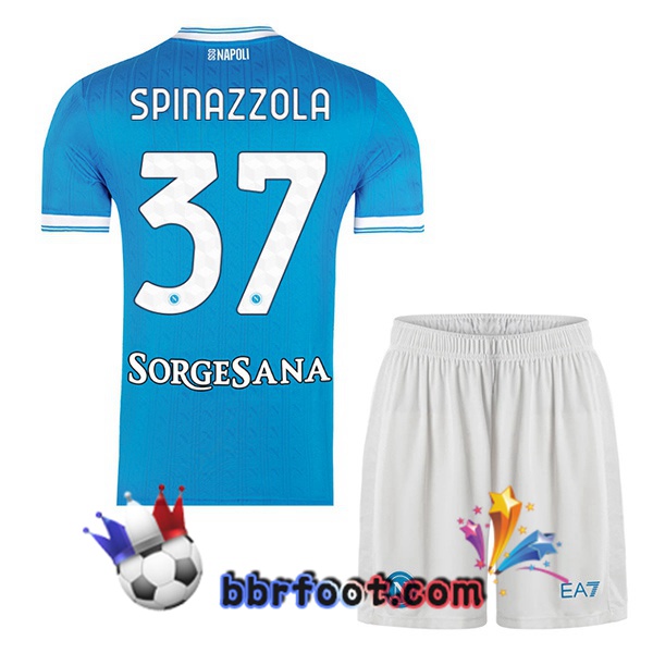 Maillot Foot SSC Naples (Leonardo Spinazzola 37) Enfant Domicile Bleu 2025/2026