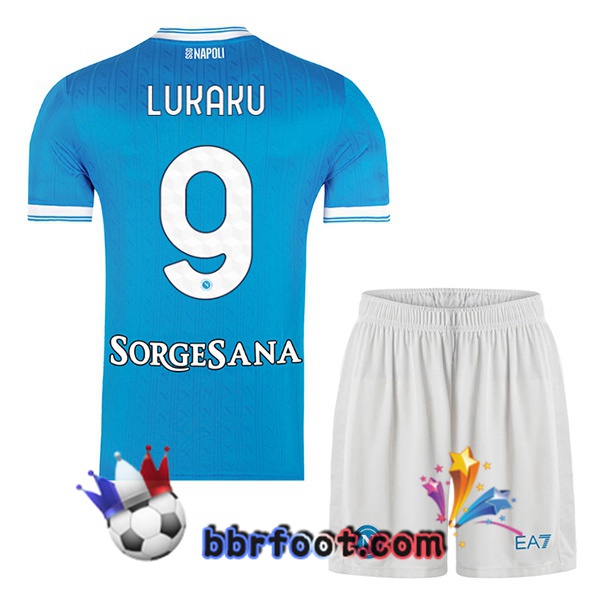 Maillot Foot SSC Naples (Romelu Lukaku 9) Enfant Domicile Bleu 2025/2026