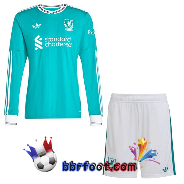 Maillot Foot FC Liverpool Enfant Third Manche longue Vert 2025/2026