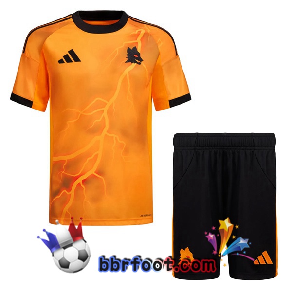 Maillot Foot AS Roma Enfant Exterieur Jaune 2025/2026
