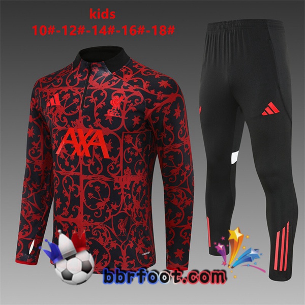Survetement Foot FC Liverpool Enfant Rouge Noir 2025/2026