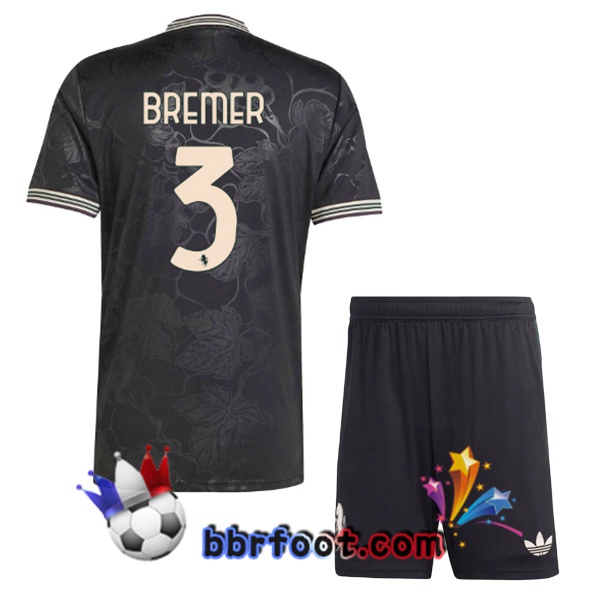 Maillot Foot Juventus (BREMER 3) Enfant Third Noir 2025/2026