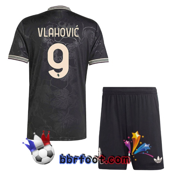 Maillot Foot Juventus (VLAHOVIĆ 9) Enfant Third Noir 2025/2026