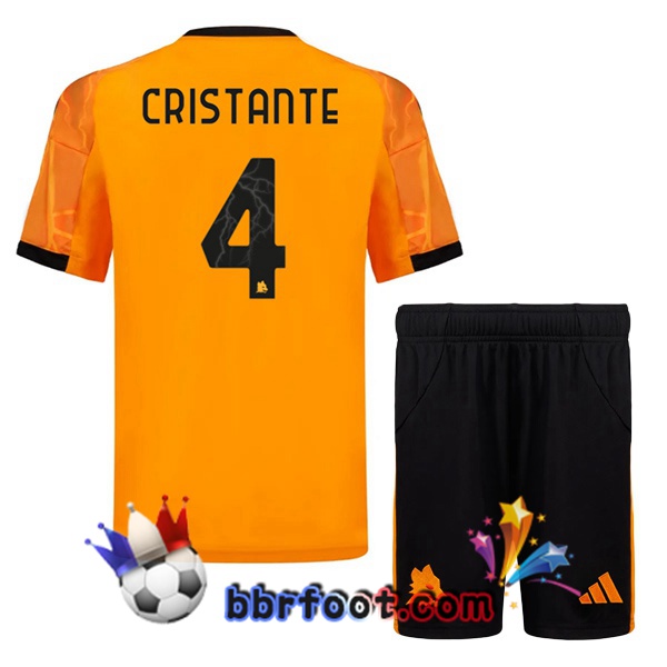 Maillot Foot AS Roma (CRISTANTE 4) Enfant Exterieur Jaune 2025/2026