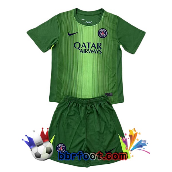Maillot Foot Paris PSG Enfant Gardien de but Vert 2025/2026