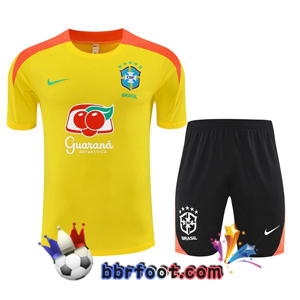 Ensemble Training T-Shirts Bresil + Shorts Jaune 2025/2026