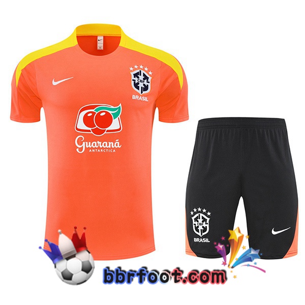 Ensemble Training T-Shirts Bresil + Shorts Orange 2025/2026