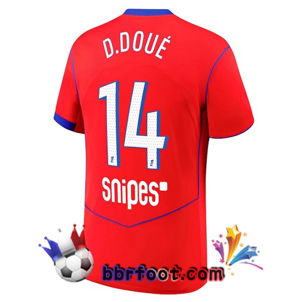 Maillot Foot Paris PSG (D. Doué 14) Third Rouge 2025/2026