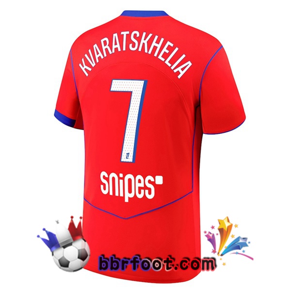 Maillot Foot Paris PSG (Kvaratskhelia 7) Third Rouge 2025/2026