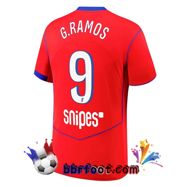 Maillot Foot Paris PSG (G. Ramos 9) Third Rouge 2025/2026