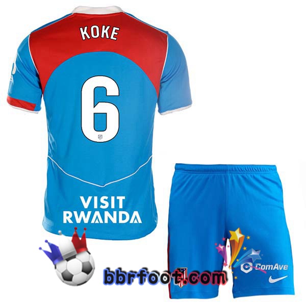Maillot Foot Atletico Madrid (KOKE 6) Enfant Third Bleu 2025/2026