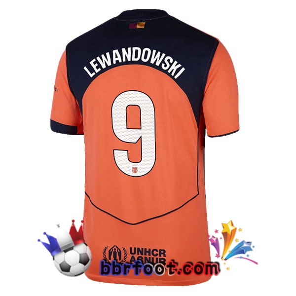 Maillot Foot FC Barcelone (LEWANDOWSKI 9) Third Rouge 2025/2026