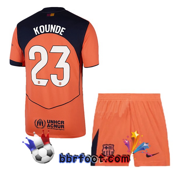Maillot Foot FC Barcelone (KOUNDE 23) Enfant Third Rouge 2025/2026