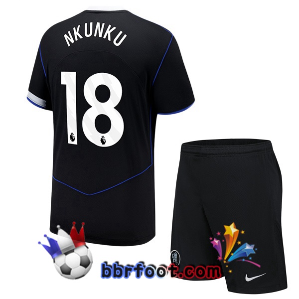 Maillot Foot FC Chelsea (Nkunku 18) Enfant Third Noir 2025/2026