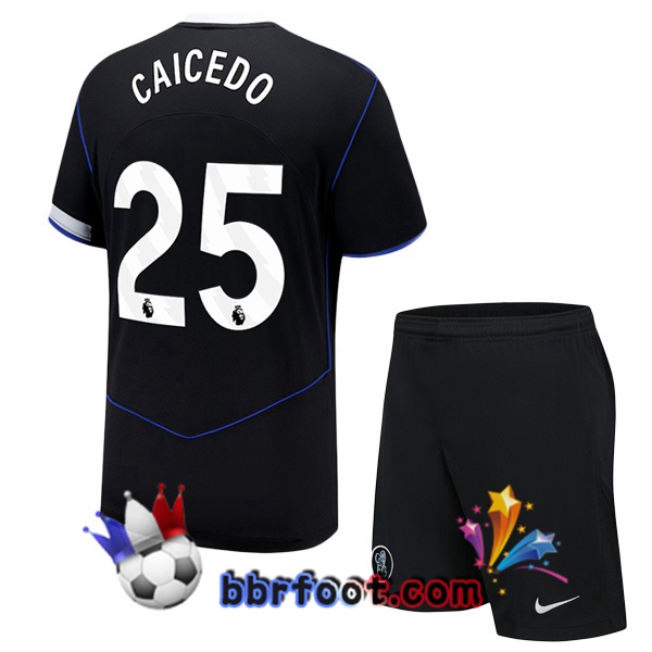 Maillot Foot FC Chelsea (Caicedo 25) Enfant Third Noir 2025/2026