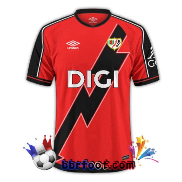 Maillot Foot Rayo Vallecano Exterieur Rouge Noir 2025/2026