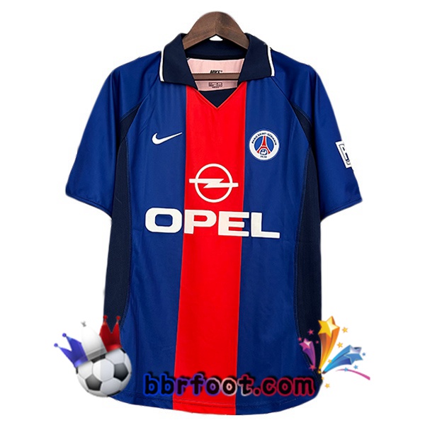 Maillot Foot Paris PSG Retro Domicile Bleu Royal Rouge 2000-2001