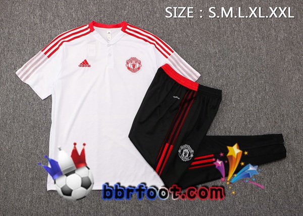 Polo Foot Manchester United + Pantalon Blanc 21/22