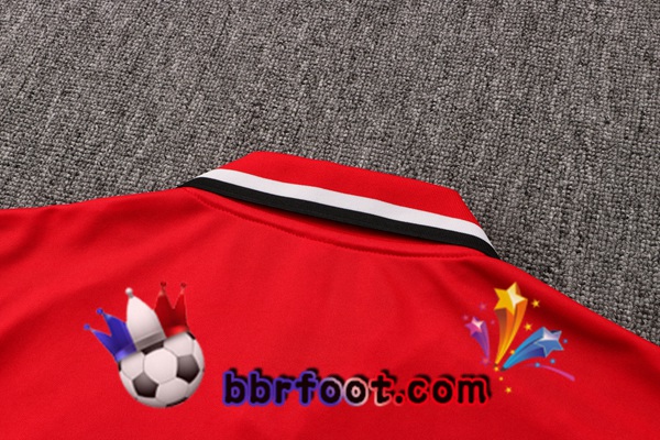 Polo Foot Manchester United + Pantalon Rouge Blanc 21/22