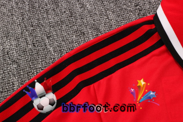 Polo Foot Manchester United + Pantalon Rouge Blanc 21/22