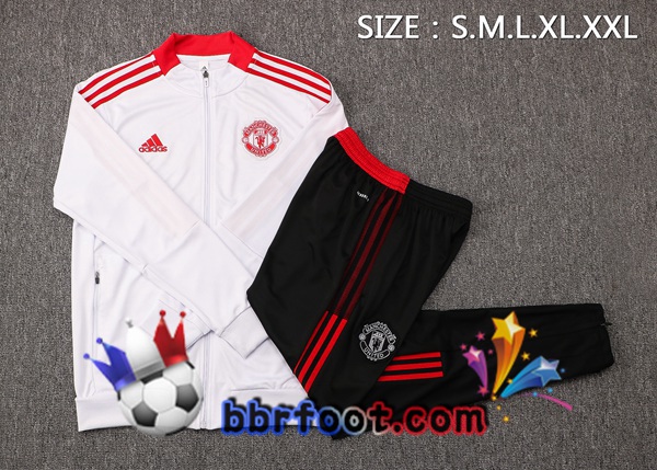 Veste Survetement Foot Manchester United Blanc 21/22