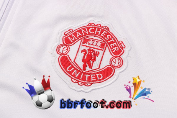 Veste Survetement Foot Manchester United Blanc 21/22
