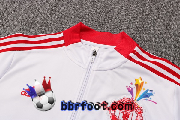 Veste Survetement Foot Manchester United Blanc 21/22