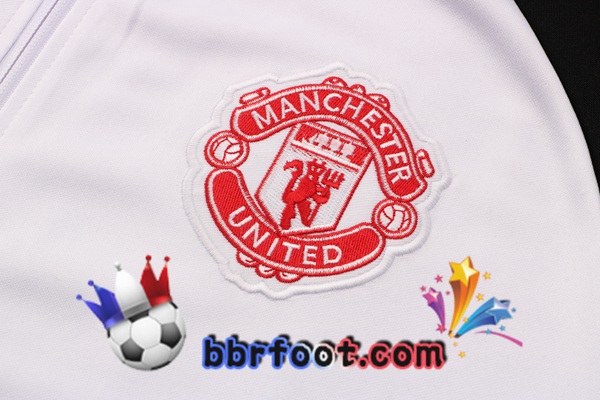 Veste Survetement Foot Manchester United Blanc Noir 21/22