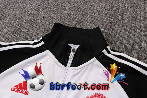 Veste Survetement Foot Manchester United Blanc Noir 21/22