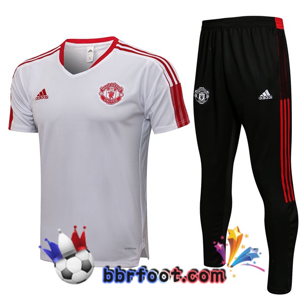 Training T-Shirts Manchester United + Pantalon Blanc 21/22