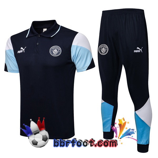 Polo Foot Manchester City + Pantalon Bleu Royal 21/22
