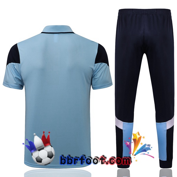 Polo Foot Manchester City + Pantalon Bleu 21/22
