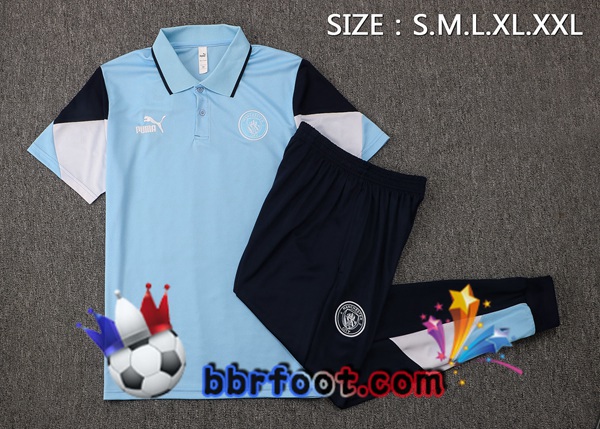Polo Foot Manchester City + Pantalon Bleu 21/22