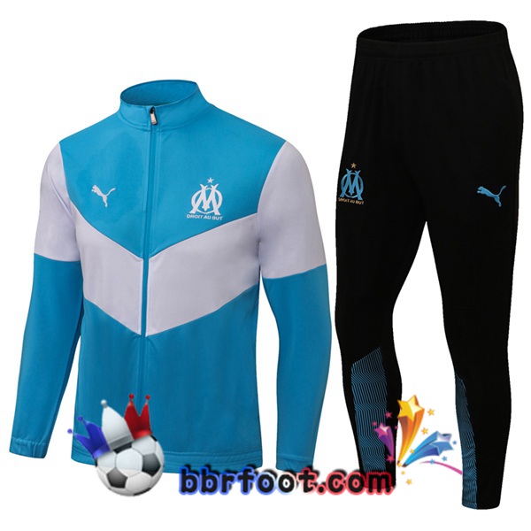 Veste Survetement Foot Marseille OM Bleu Blanc 21/22